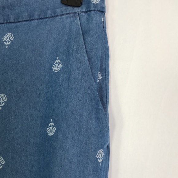 LOFT Outlet Women's Mosaic Soft Chambray Wide Leg Crop Pants Size 6 - Picture 7 of 11